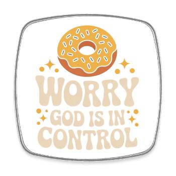 Donut-Sorge: Gott hat die Kontrolle - Viereckiger Kühlschrankmagnet - Weiß - Vorne