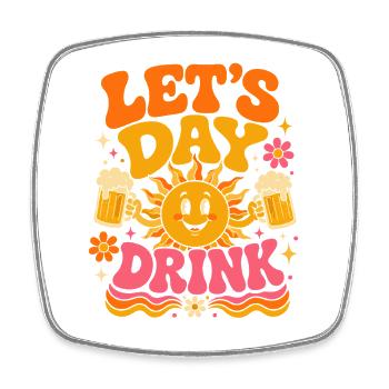 Sun, beer & party mood - Square fridge magnet - white - Front