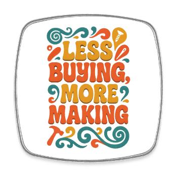 Buy Less | Upcycling DIY - Square fridge magnet - white - Front