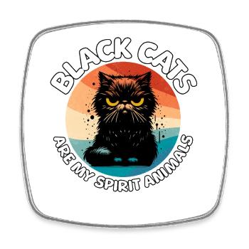 Funny Black Cat Sayings - Square fridge magnet - white - Front