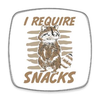 I Require Snacks Trash Panda Raccoon - Viereckiger Kühlschrankmagnet - Weiß - Vorne