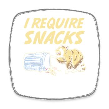 I Require Snacks Trash Panda Raccoon - Viereckiger Kühlschrankmagnet - Weiß - Vorne