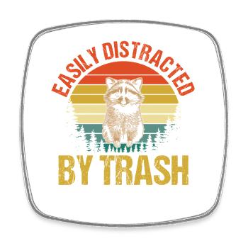 Trash Panda Raccoon - Square fridge magnet - white - Front