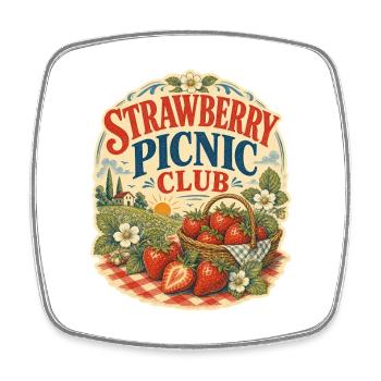 Strawberry Picknick Sommer Design für Frauen/ Uni - Viereckiger Kühlschrankmagnet - Weiß - Vorne