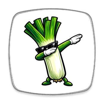 Dabbing leeks - Square fridge magnet - white - Front