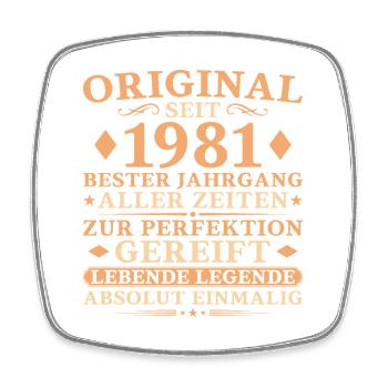 Bester Jahrgang 1981 – 45. Geburtstag Geschenk - Viereckiger Kühlschrankmagnet - Weiß - Vorne