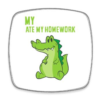 Alligator-Hausaufgaben-Unfug - Viereckiger Kühlschrankmagnet - Weiß - Vorne