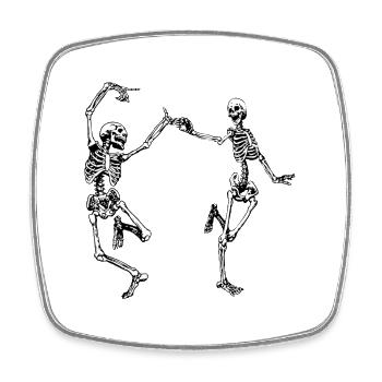 Skeleton Dance on Black - Square fridge magnet - white - Front