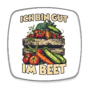 Hochbeet Gemüse Gartenarbeit Selbstversorger  - Viereckiger Kühlschrankmagnet - Weiß - Vorne