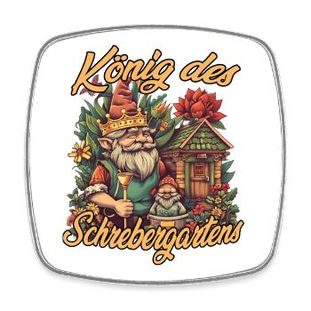 König des Schrebergartens Gartenzwerg Kleingarten  - Viereckiger Kühlschrankmagnet - Weiß - Vorne