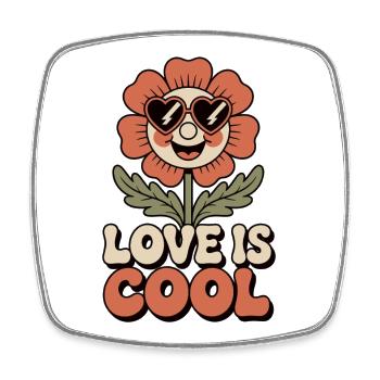 Love Is Cool Gift for Retro Fans - Square fridge magnet - white - Front