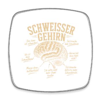 Schweißer Gehirn Humor Shirt - Viereckiger Kühlschrankmagnet - Weiß - Vorne