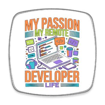 Développeur à distance : ma passion Mon ingénieur logiciel - Magnet carré - blanc - Devant