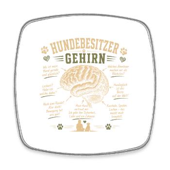 Hundebesitzer Gehirn Humor Shirt - Viereckiger Kühlschrankmagnet - Weiß - Vorne