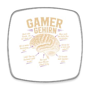 Gamer Gehirn Humor Shirt - Viereckiger Kühlschrankmagnet - Weiß - Vorne