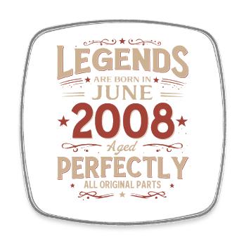 18th Birthday Gift Legend June Vintage 2008 - Square fridge magnet - white - Front
