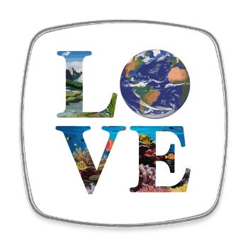 L’amour de la nature et de la terre avec des océans et des montagnes - Magnet carré - blanc - Devant