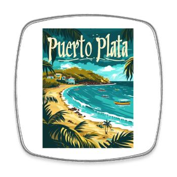Puerto Plata Strandparadies Tropische Küste - Viereckiger Kühlschrankmagnet - Weiß - Vorne