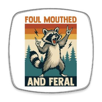 Trash Panda Raccoon - Square fridge magnet - white - Front