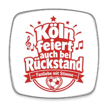 Köln feiert auch bei Rückstand - Viereckiger Kühlschrankmagnet - Weiß - Vorne