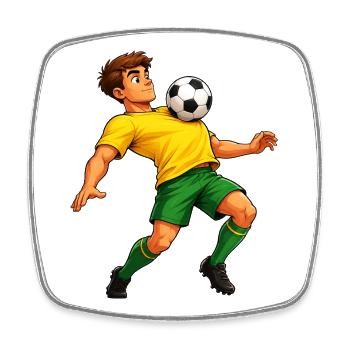 Fußball auf der Brust - Viereckiger Kühlschrankmagnet - Weiß - Vorne