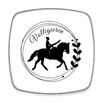 Voltigieren Mühle: Volti Pferdesport Pflichtübung - Viereckiger Kühlschrankmagnet - Weiß - Vorne
