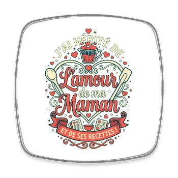 Amour de ma maman et ses recettes - Magnet carré - blanc - Devant