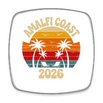 Coucher de soleil vintage 2026 de la côte amalfitaine - Magnet carré - blanc - Devant