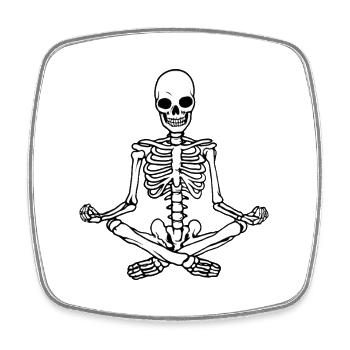 Skelettmeditation in Mono - Viereckiger Kühlschrankmagnet - Weiß - Vorne