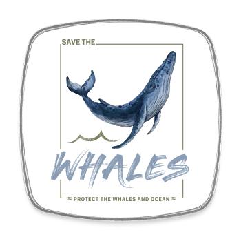 Wal Schützt die Wale und das Meer Design - Viereckiger Kühlschrankmagnet - Weiß - Vorne