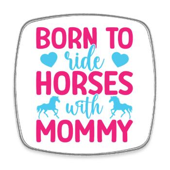Hobby Horse Rider Horses With Mommy English Riding - Viereckiger Kühlschrankmagnet - Weiß - Vorne