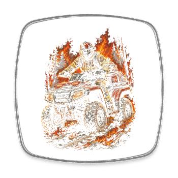 ATV Quad Conduite Quad Quad Quad Riders Pompier - Magnet carré - blanc - Devant