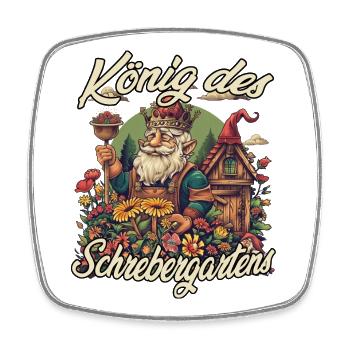 König des Schrebergartens Gartenzwerg Kleingarten  - Viereckiger Kühlschrankmagnet - Weiß - Vorne