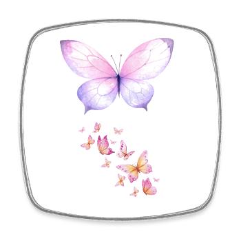 Butterflies Watercolor Pastel and Purple Aesthetic - Square fridge magnet - white - Front
