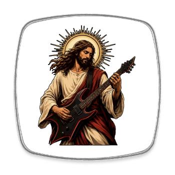 Holy guitarist - Square fridge magnet - white - Front
