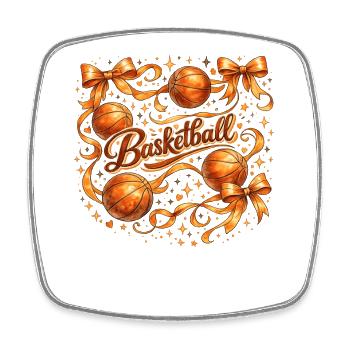 Vintage-Basketballschleifen | Trendiger Sportstil - Viereckiger Kühlschrankmagnet - Weiß - Vorne