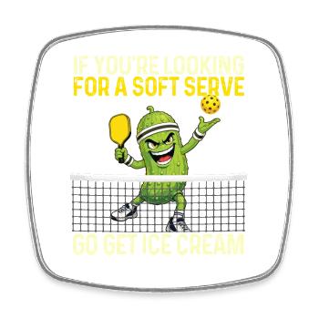 Softserver Cream Pickleball - Viereckiger Kühlschrankmagnet - Weiß - Vorne