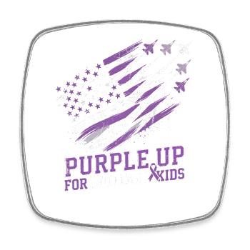 Purple for Military Kids - Square fridge magnet - white - Front