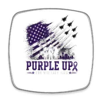 Purple for Military Kids - Square fridge magnet - white - Front