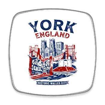 York England Walled City Landscape Skyline - Viereckiger Kühlschrankmagnet - Weiß - Vorne