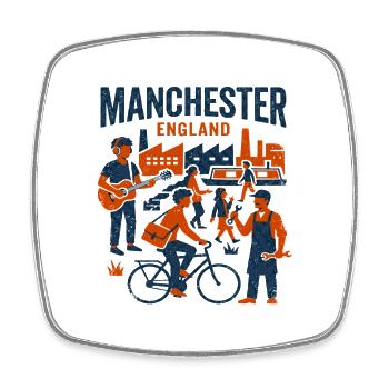 Manchester England Industrial City Life Scene - Viereckiger Kühlschrankmagnet - Weiß - Vorne