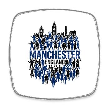 Manchester England Silhouette Skyline et Citizens - Magnet carré - blanc - Devant