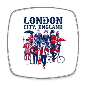 People Of London City England United Kingdom - Viereckiger Kühlschrankmagnet - Weiß - Vorne