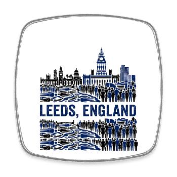 Leeds England Skyline With Crowded Urban - Viereckiger Kühlschrankmagnet - Weiß - Vorne