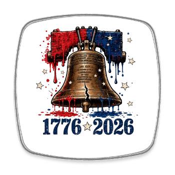 Freiheitsglocke 1776–2026 - Viereckiger Kühlschrankmagnet - Weiß - Vorne