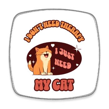 Cat Therapy Funny Quote - Square fridge magnet - white - Front