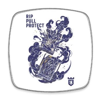 RIP PULL PROTECT Sammelkartensammler Legendär - Viereckiger Kühlschrankmagnet - Weiß - Vorne