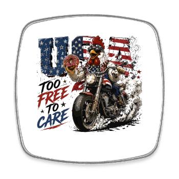 USA trop libres de s’en soucier Motard Rooster Moto Liberté - Magnet carré - blanc - Devant