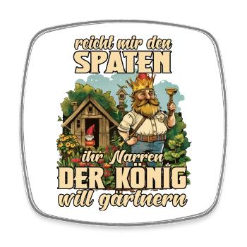 Kleingarten Gartenkönig Gartenzwerg Gärter - Viereckiger Kühlschrankmagnet - Weiß - Vorne