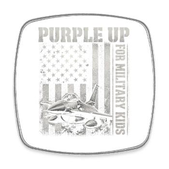 Purple Military Kids Fighter Jet Military Kid - Square fridge magnet - white - Front
